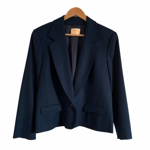 Pendleton Jackets & Blazers - Vintage Pendleton Navy 100% Wool Blazer Short Vintage Size 14 Made in USA
